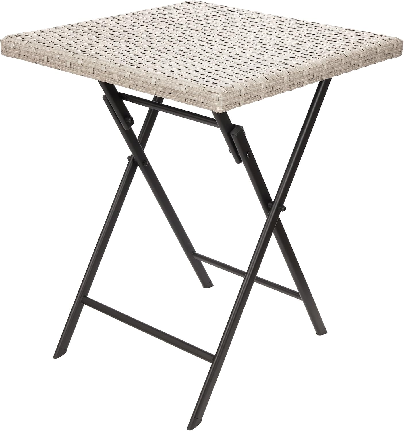 BRUBAKER Balkonset Lugano mit Tisch und 2 Stühlen - Wetterfest klappbar und platzsparend - Polyrattan Balkonmöbel Set - Sitzgruppe für Balkon Terrasse - Bistroset mit Klappstühlen - Grau/Beige