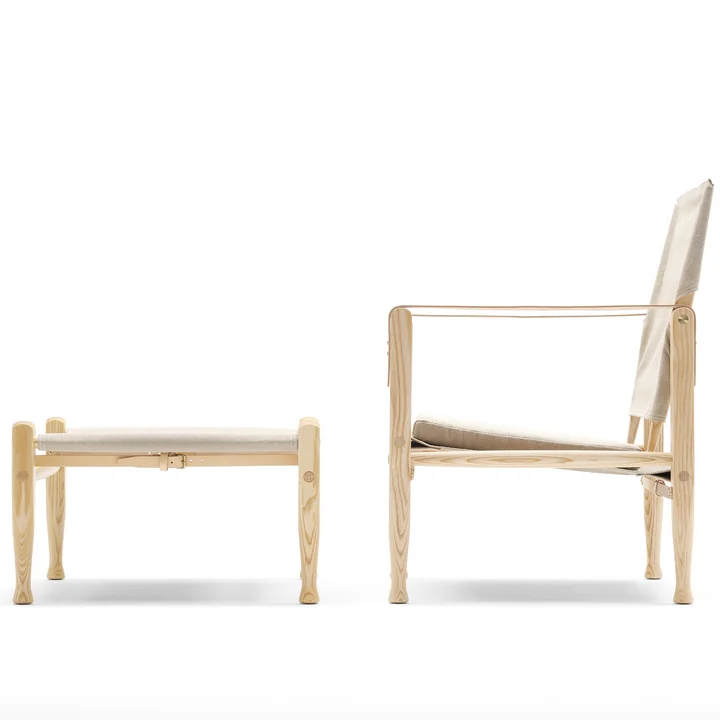 Carl Hansen - KK97170 Safari Hocker, Esche geölt / Leder Natur / Canvas Natur