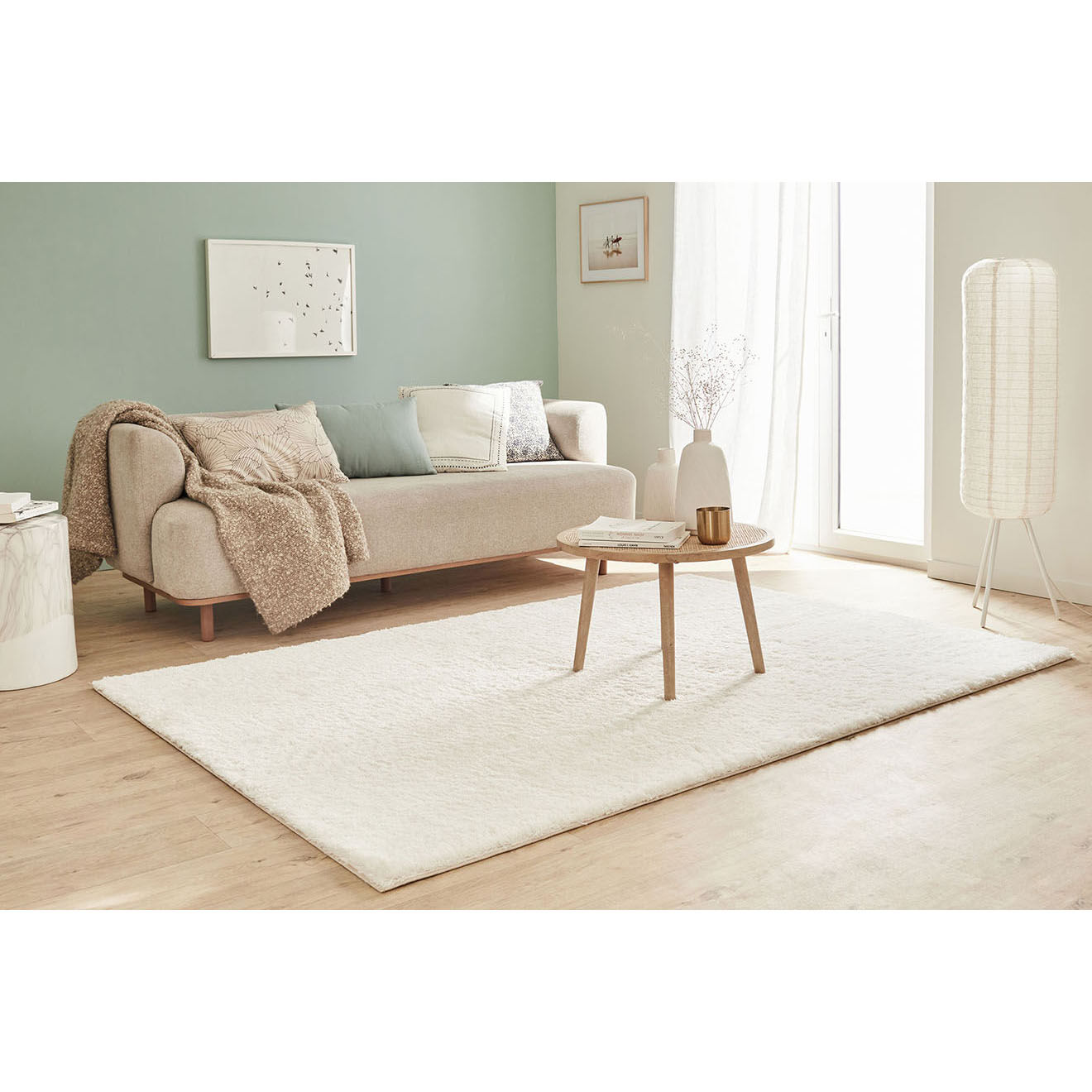 Nazar Rugs Tapis shaggy doux Oslo 902 blanc - 120x160 cm