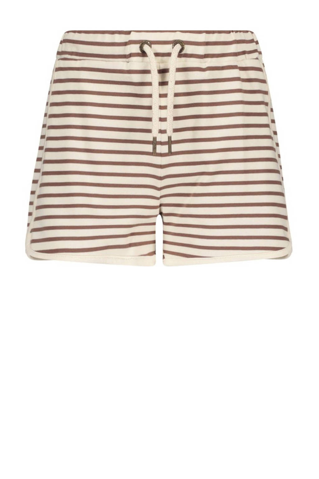 Like Flo gestreepte loose fit casual short bruin/ecru