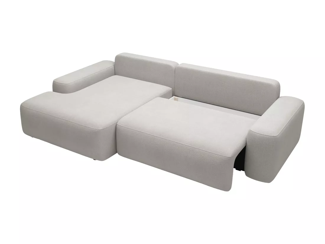 Canapé d'angle gauche convertible en tissu texturé gris clair DAVISO