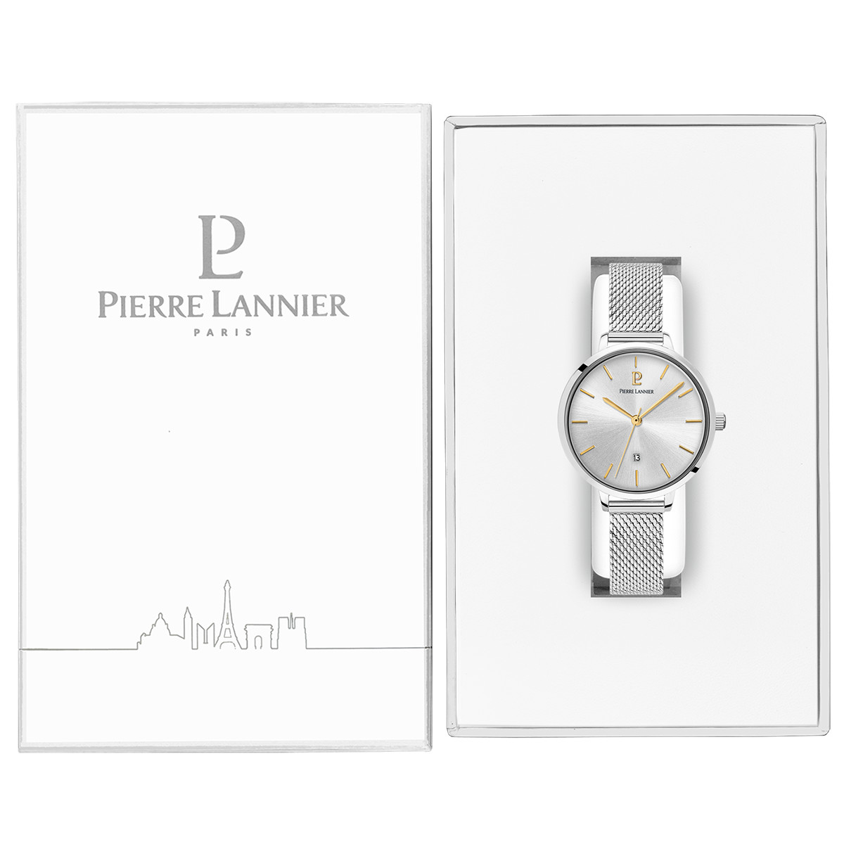 Montre Pierre Lannier femme acier bracelet maille milanaise