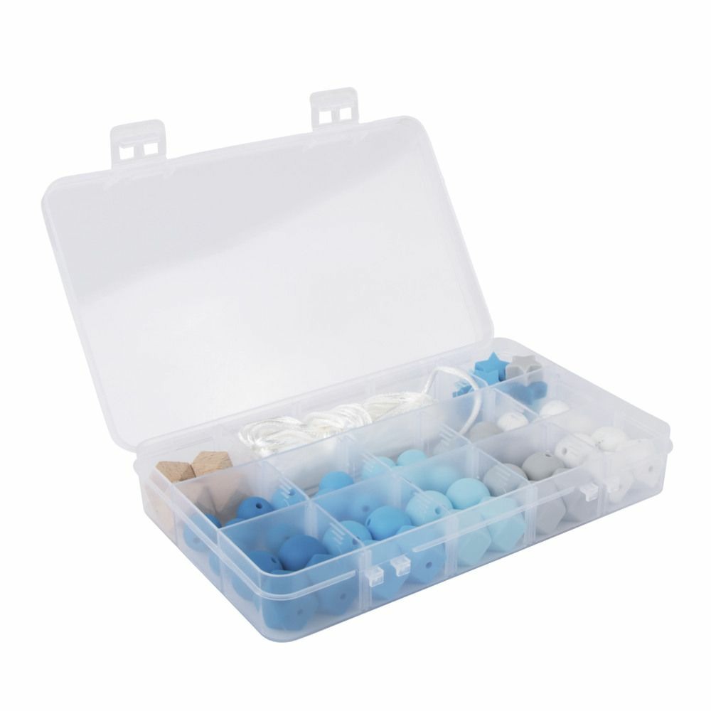 Coffret de perles en silicone - bleu