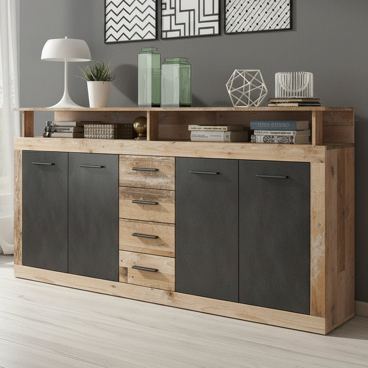 Lavina - Dressoir - Grijs/old wood - 190x32x96 cm