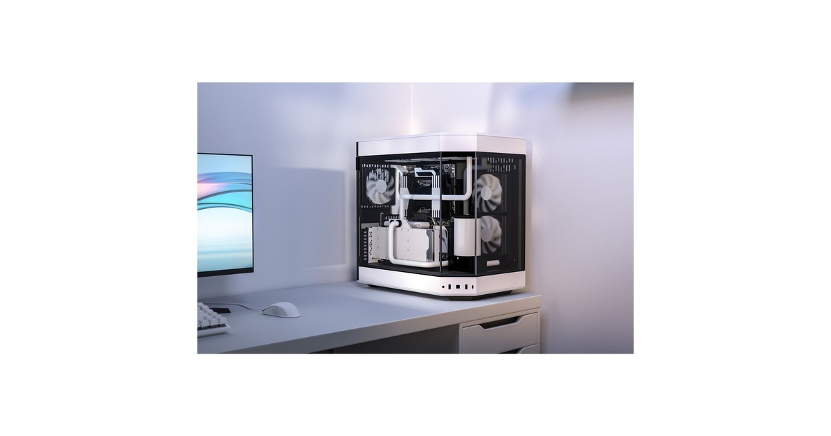 HYTEY60 midi tower behuizing  (Wit/zwart | 3x USB-A | Tempered Glass)