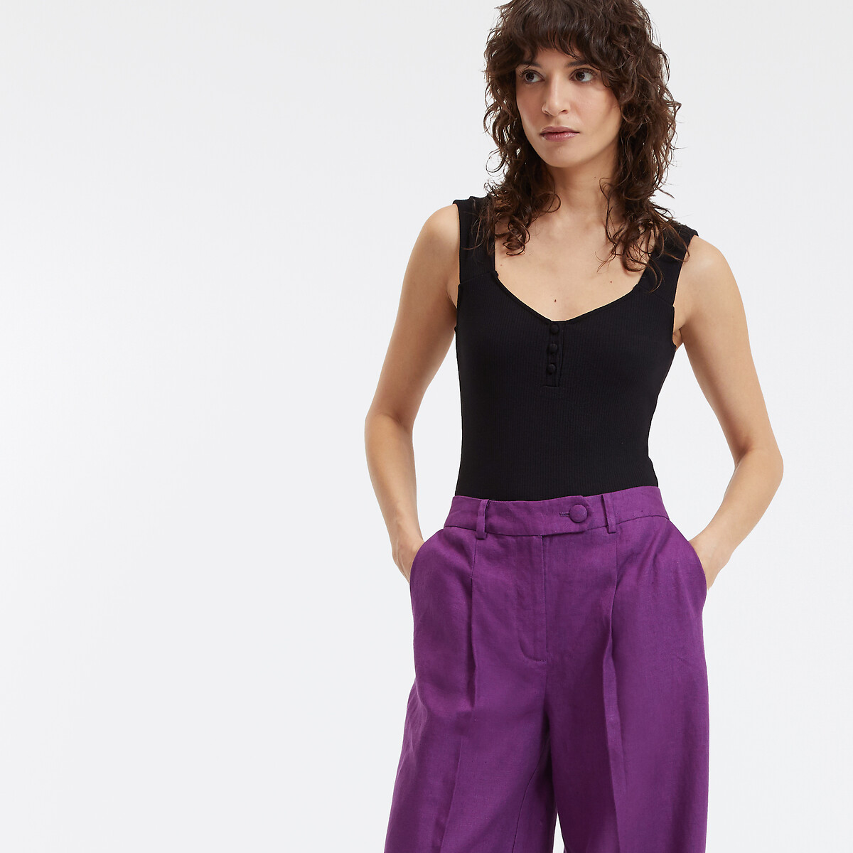 COLEÇÕES LA REDOUTE<br>Body sem mangas com decote quadrado