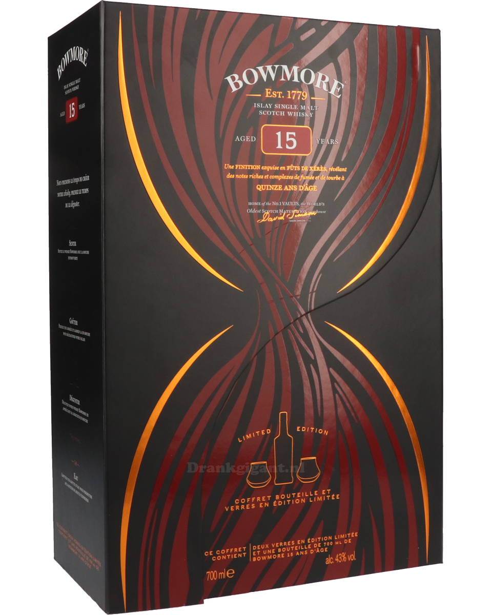 Bowmore 15 Year Geschenkbox met Glazen 70 cl