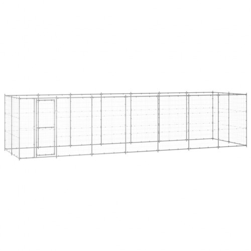 Canil Vidaxl com porta articulada prateada para cães