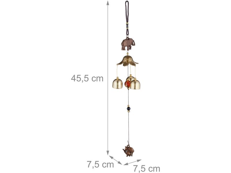 relaxdays Windspiel Feng Shui Elefanten 45.5 cm Metall-Windspiele