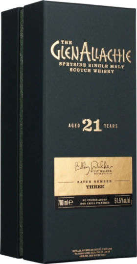 GLENALLACHIE 21 YEARS CASK STRENGTH BATCH NUMBER THREE 70CL