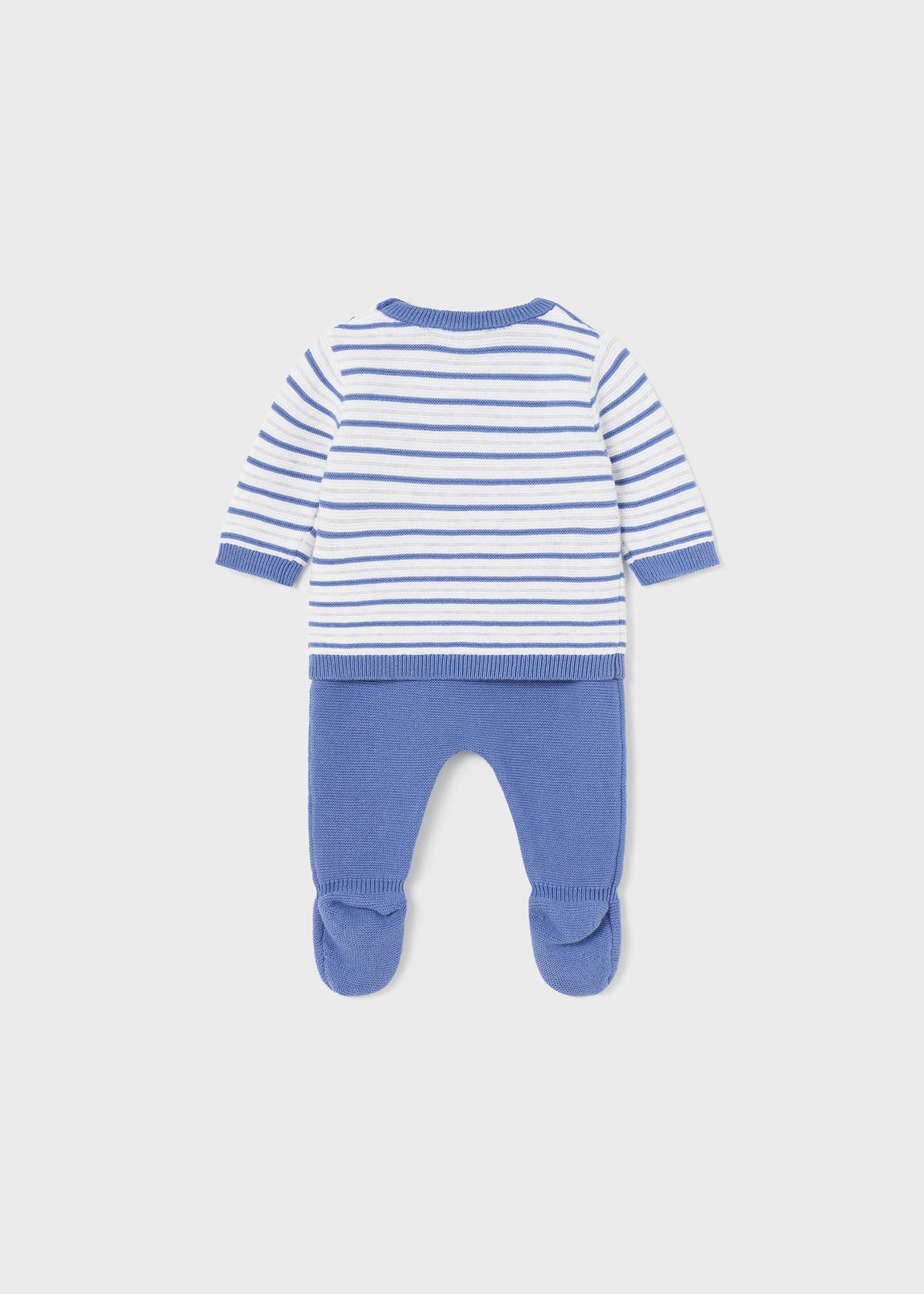 Conjunto de duas peças em malha de algodão sustentável para recém-nascidos.