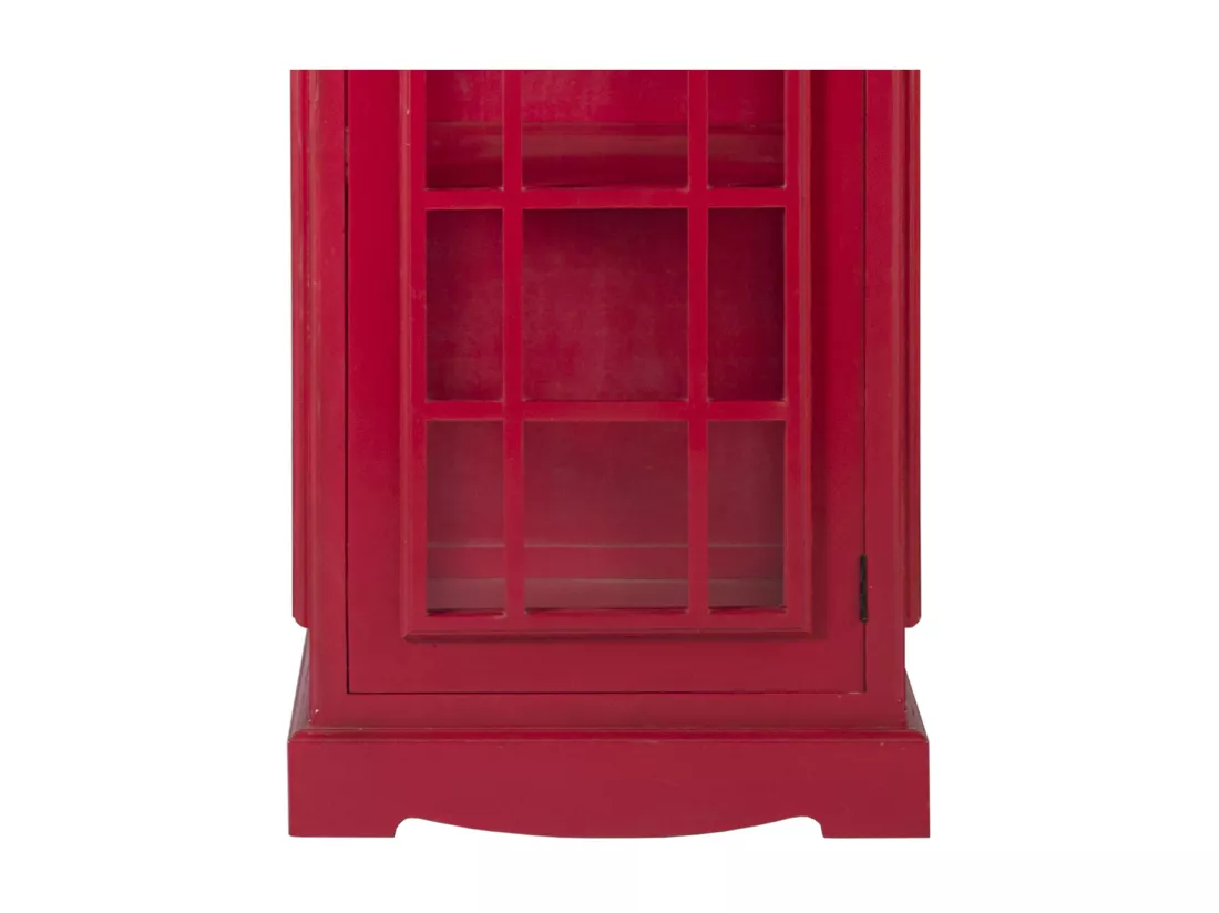 Vitrine cabine téléphonique London en bois rouge 60x185