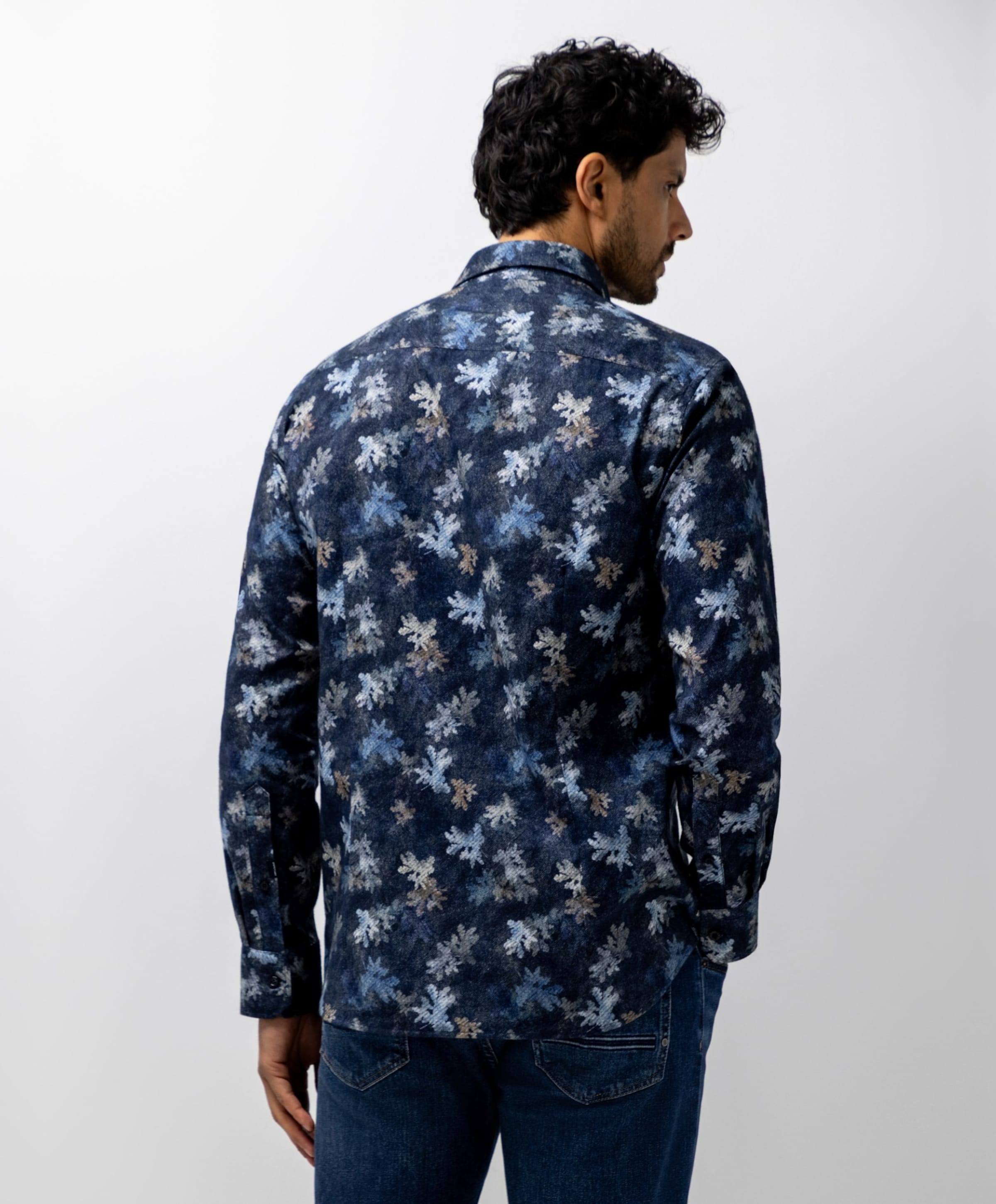 State of Art Heren overhemd lange mouw blauw