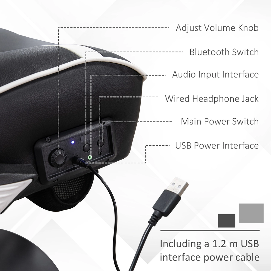 Vinsetto Gamingsessel mit Lautsprecher weiß, schwarz