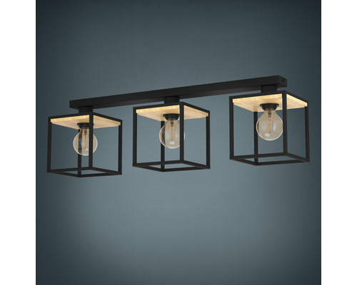Plafondlamp 3-lichts 24x86x18 cm Libertad zwart/bruin