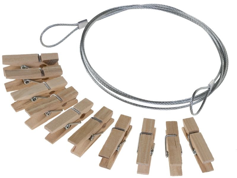 COCON Fotoseil mit 10 Holzklammern, 140 cm Fotoleine mit vielseitigen Anwendungsmöglichkeiten