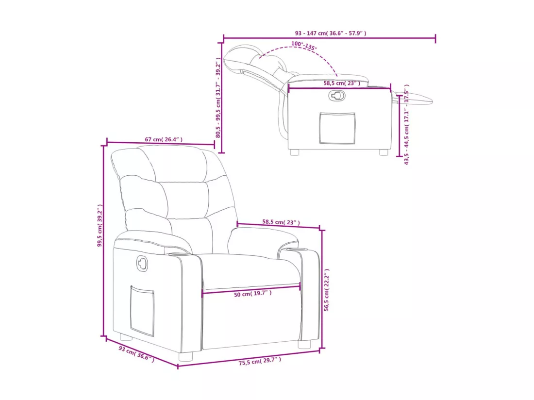 Fauteuil inclinable Rouge bordeaux Tissu