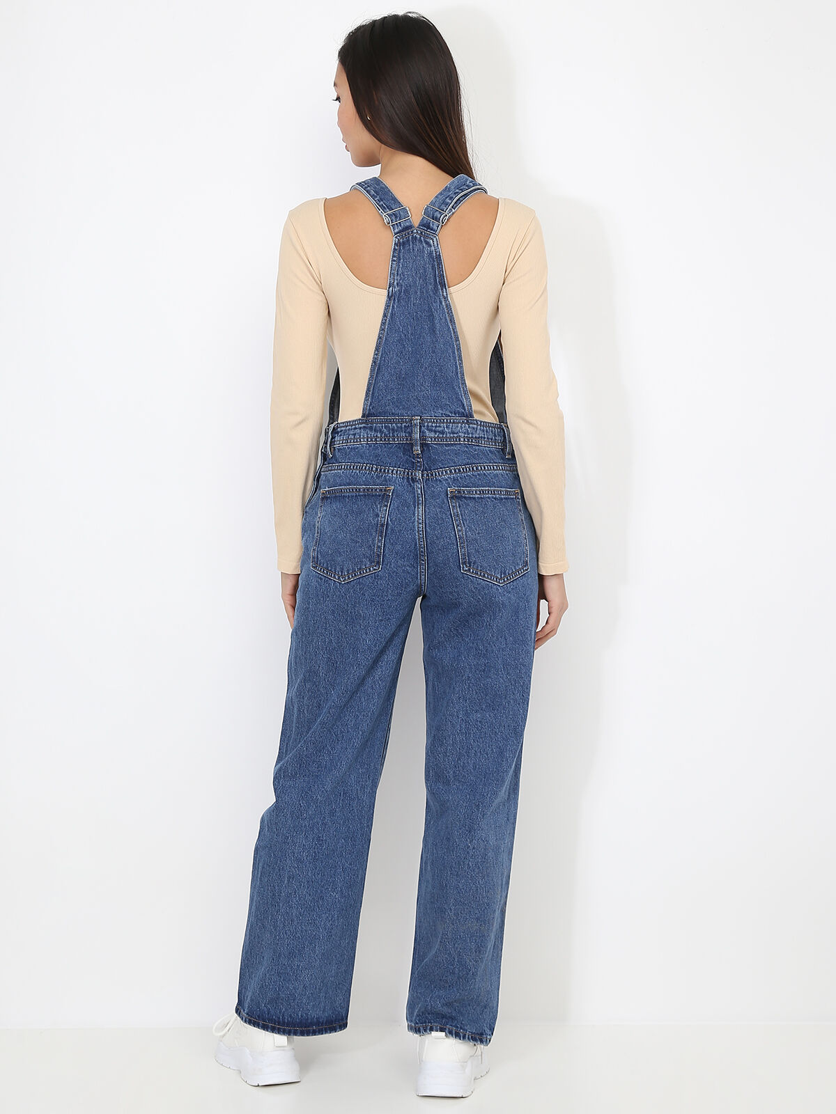 Salopette ample en jeans- Bleu