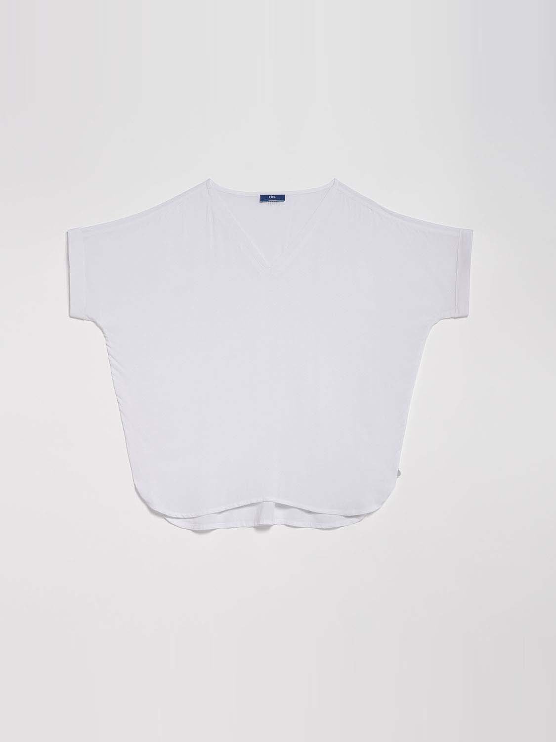 Blouse Femme Col V Viscose Blanche