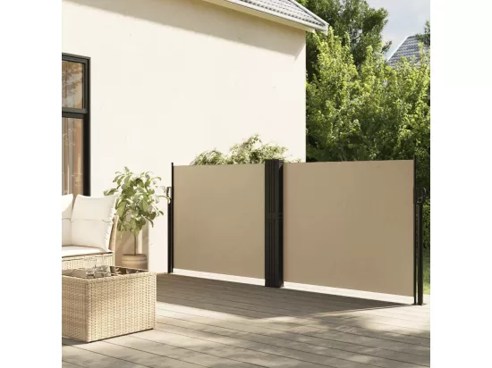 Auvent latéral rétractable beige 120x1200 cm