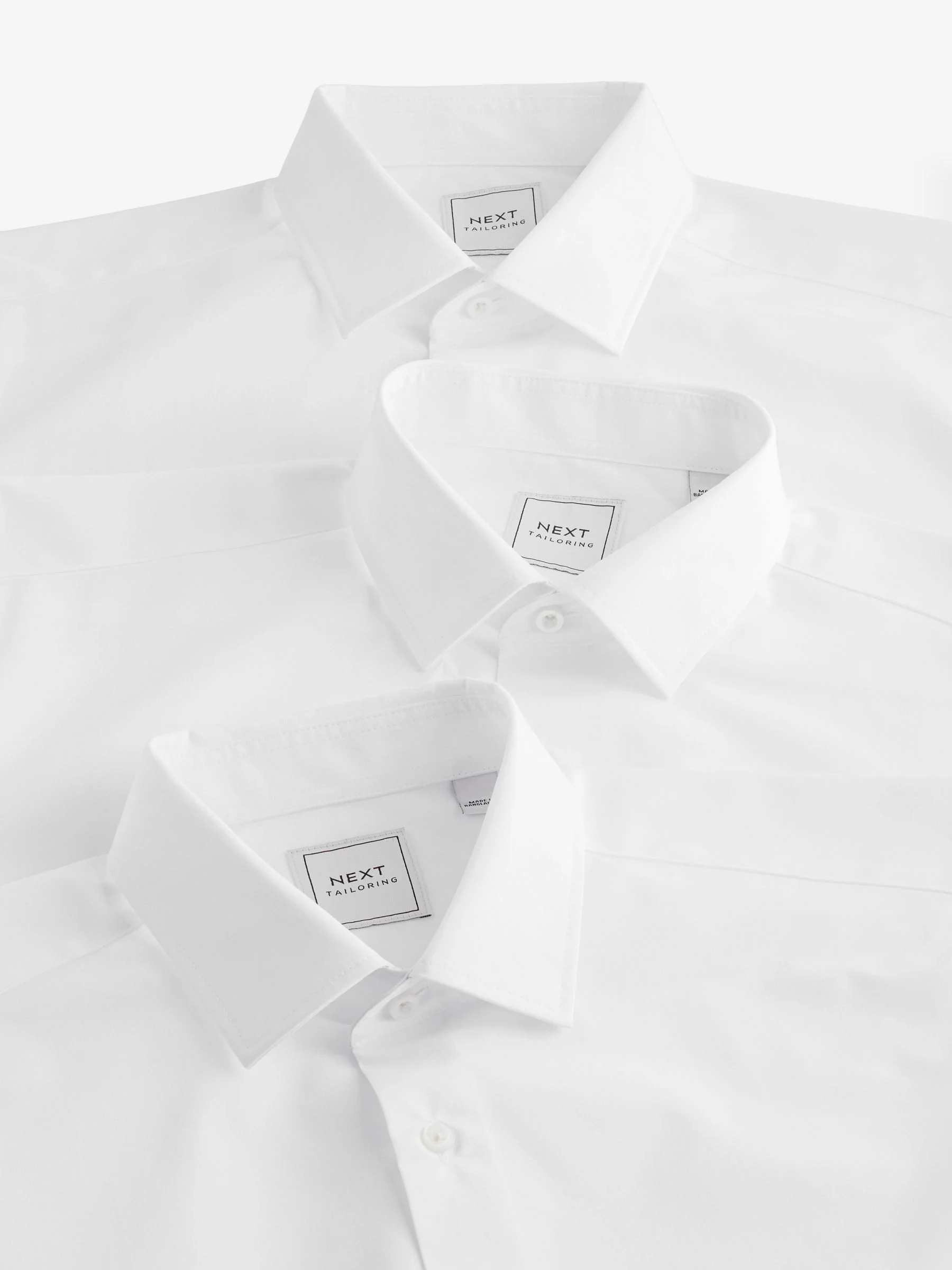 Wit - Slim Fit - Strijkvrije slimme overhemden met enkele manchet 3 pak