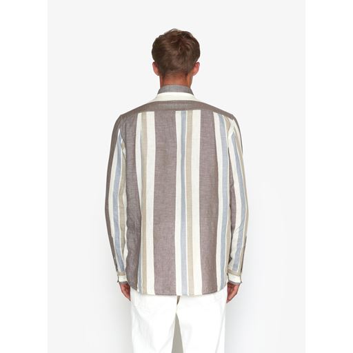 Signal Gino Linen Wide Stripe Skjorte, Blue Mirage, XXL
