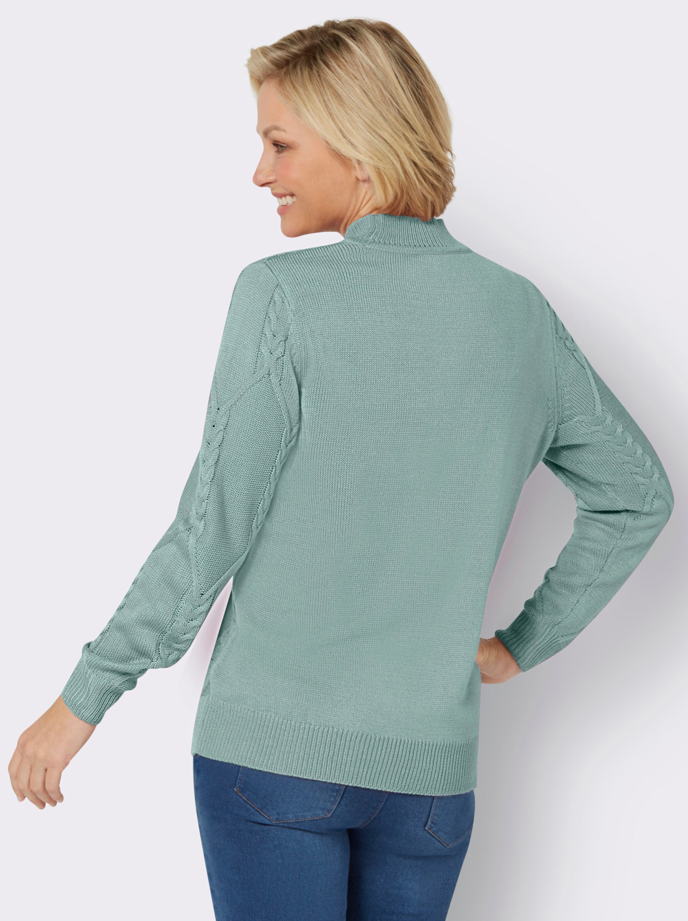 Langarm-Pullover mit Zopfmuster