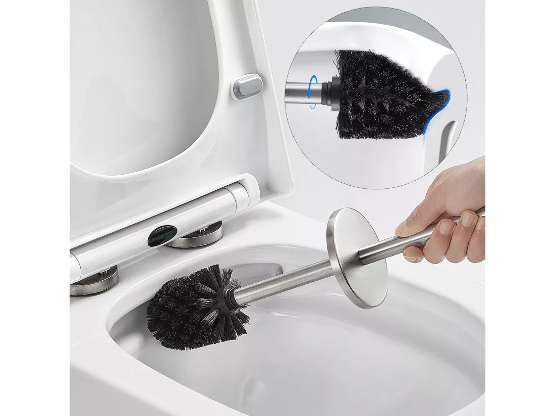 AuraLum Max 2pcs Porte Brosse de Toilette WC en Acier Inoxydable avec Support WC Mural Imperméable pour Salle de Bains Toilettes WC,EU Modèle