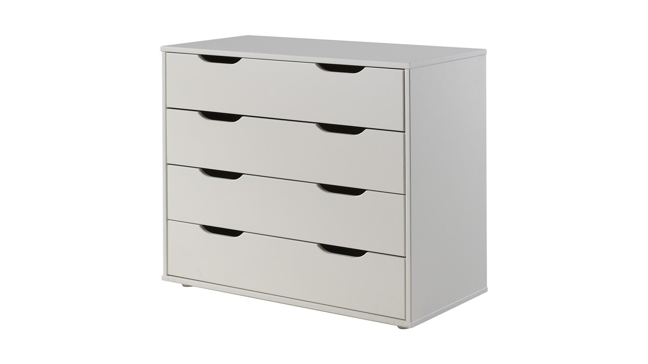 Halfhoogslaper Scott met bureau en 2 commodes wit