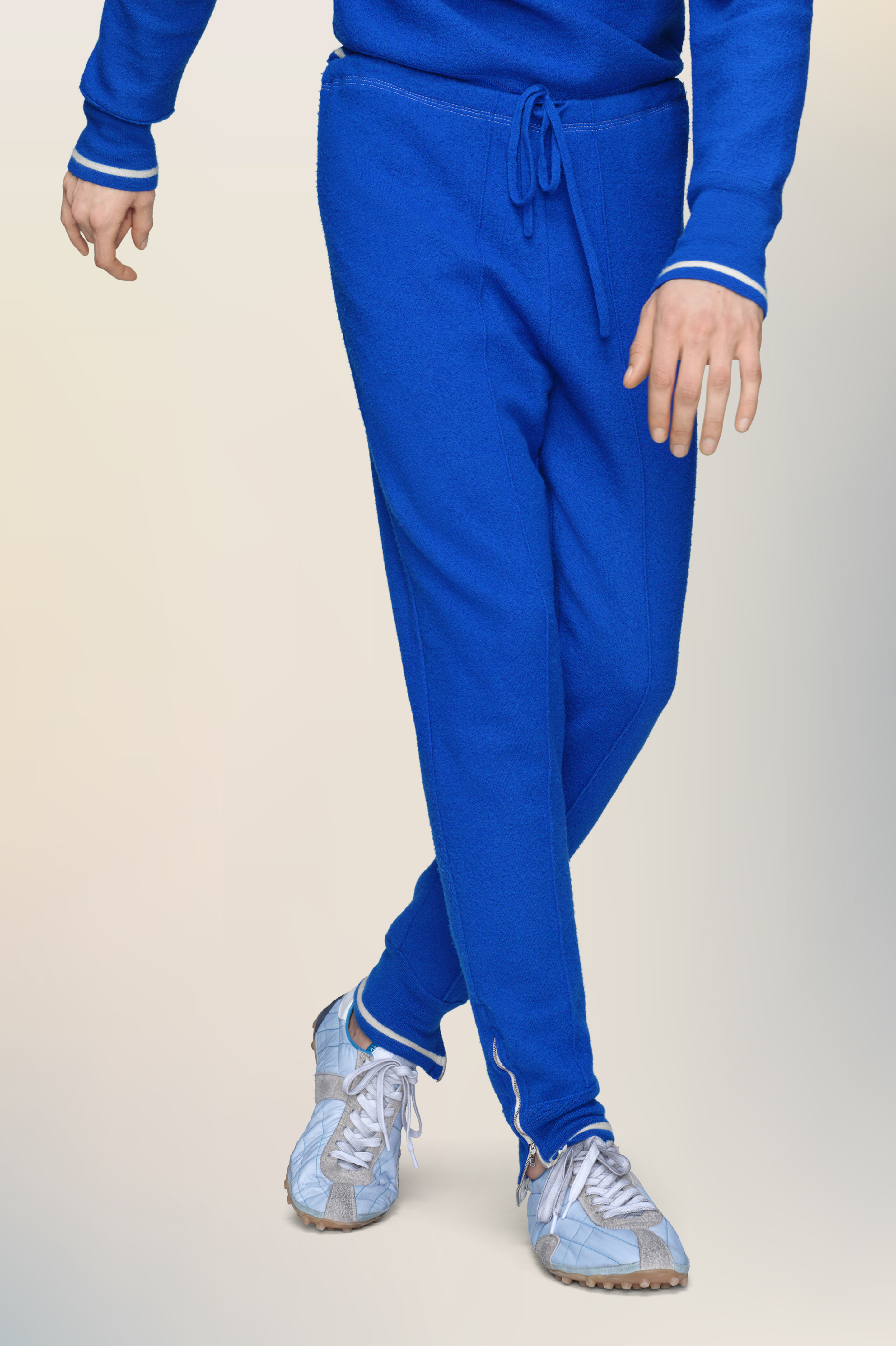 Pantalon de survêtement en laine bleu pour homme