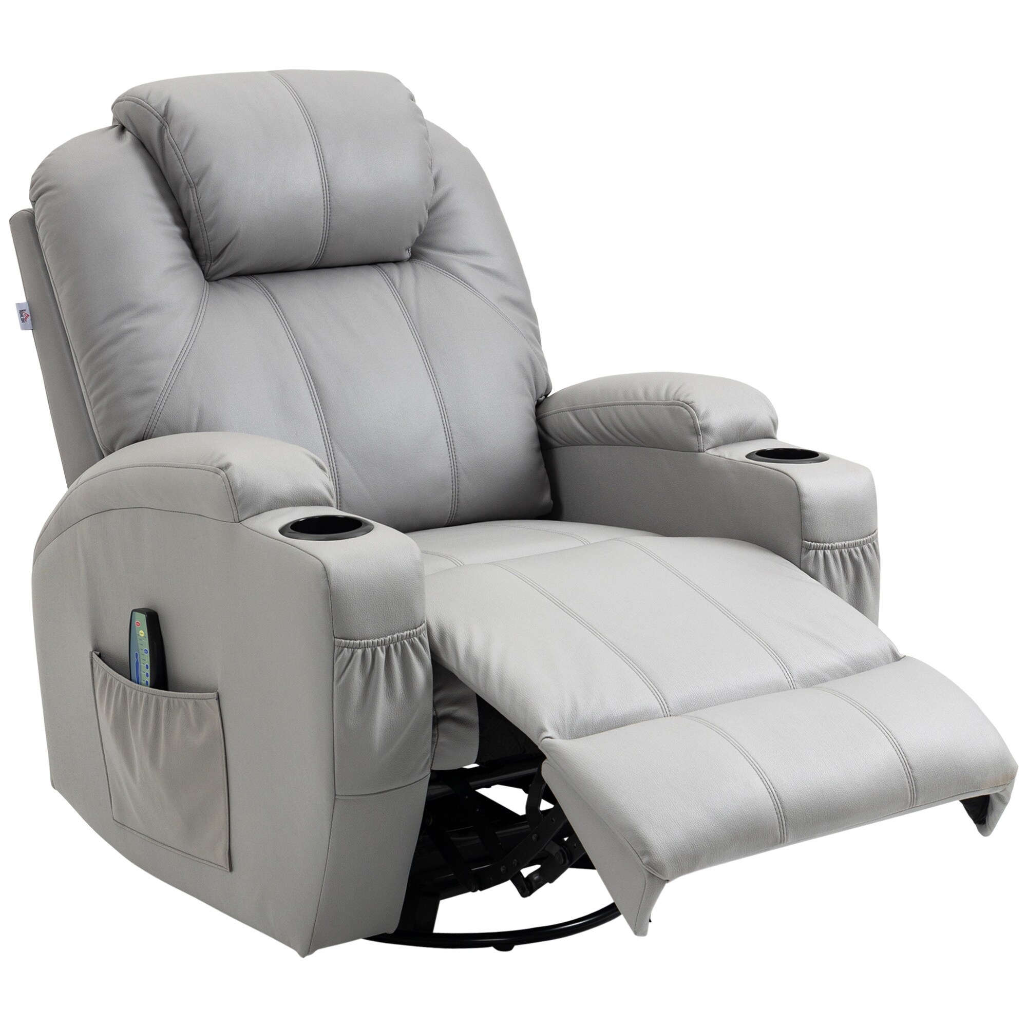HOMCOM Massagesessel mit Fernbedienung und Getränkehalter grau 89L x 99B x 106H cm
