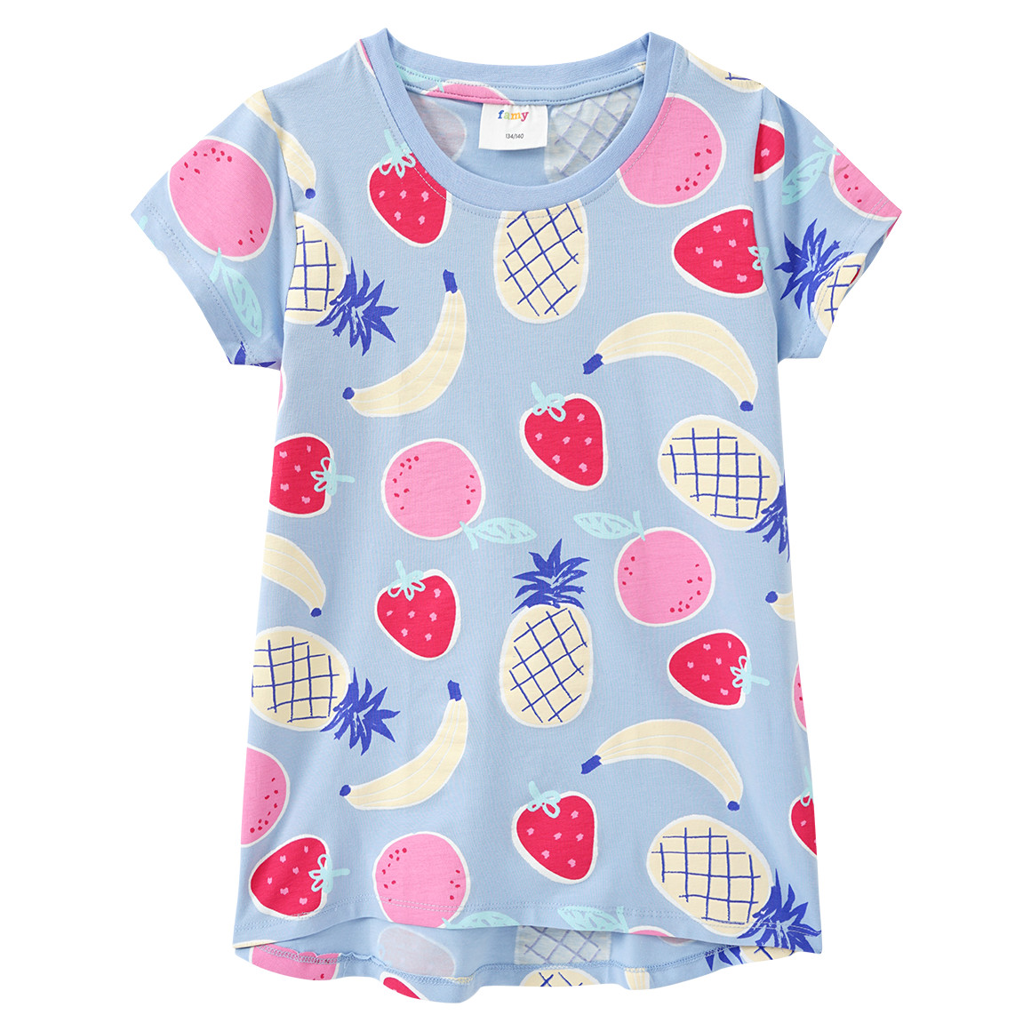 Famy 3 Mädchen T-Shirts mit bunten Motiven hellgelb / rot / hellblau
