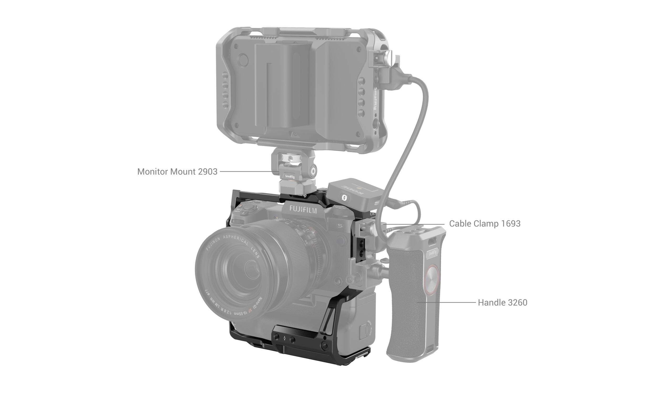 Cage für Fujifilm X-H2S mit Batteriegriff<br>Multifunktionshalterung für FUJIFILM X-H2S mit FT-XH / VG-XH Batteriegriff