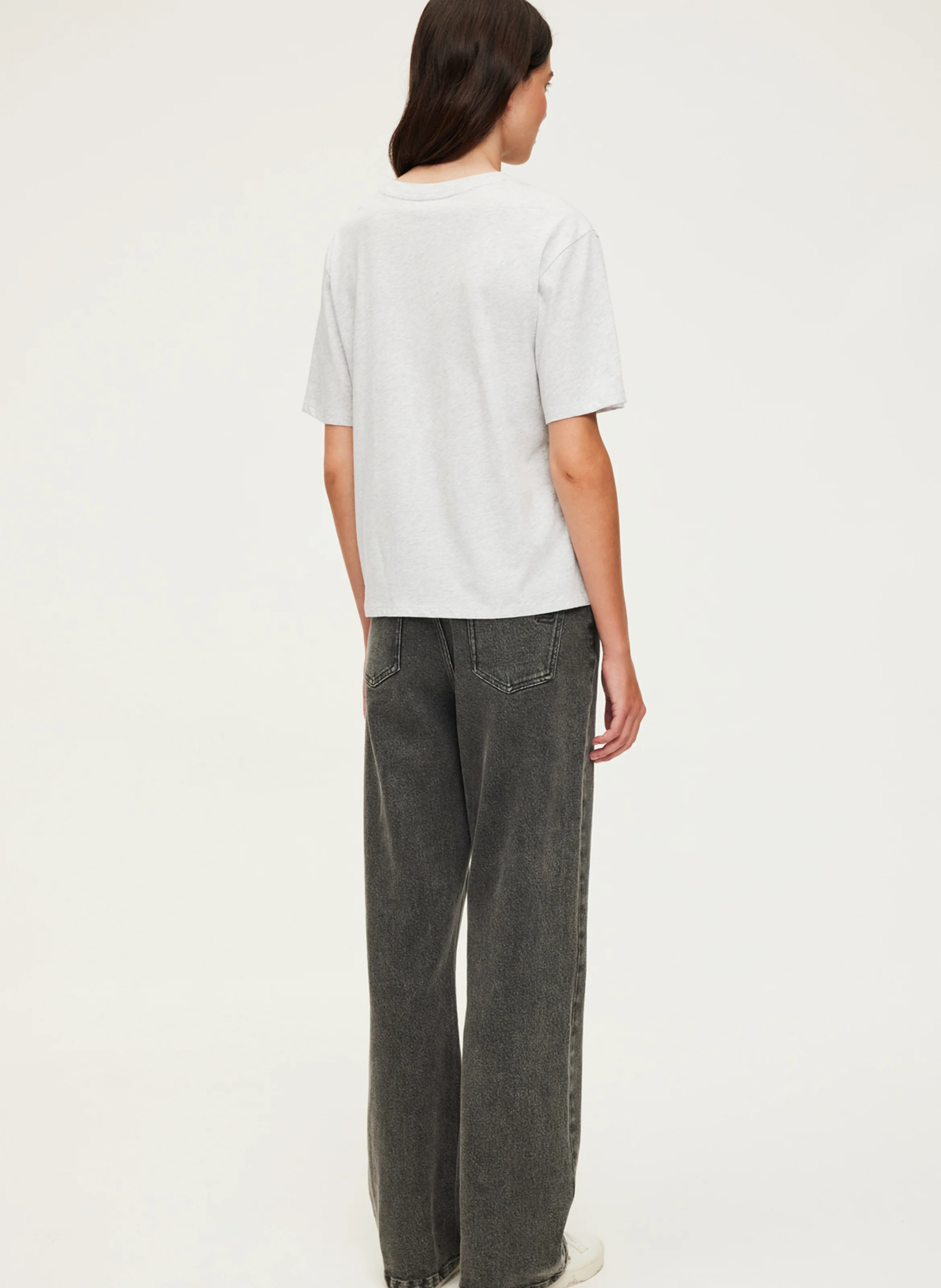 AZADEE - Tee-shirt col rond en coton | Gris