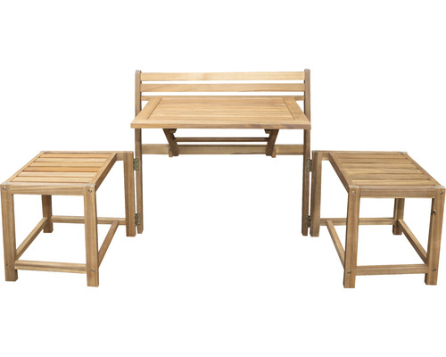 Balkonset Multifunctionele set Garden Place Amber 2-zits bestaande uit 2 krukken, geolied acacia
