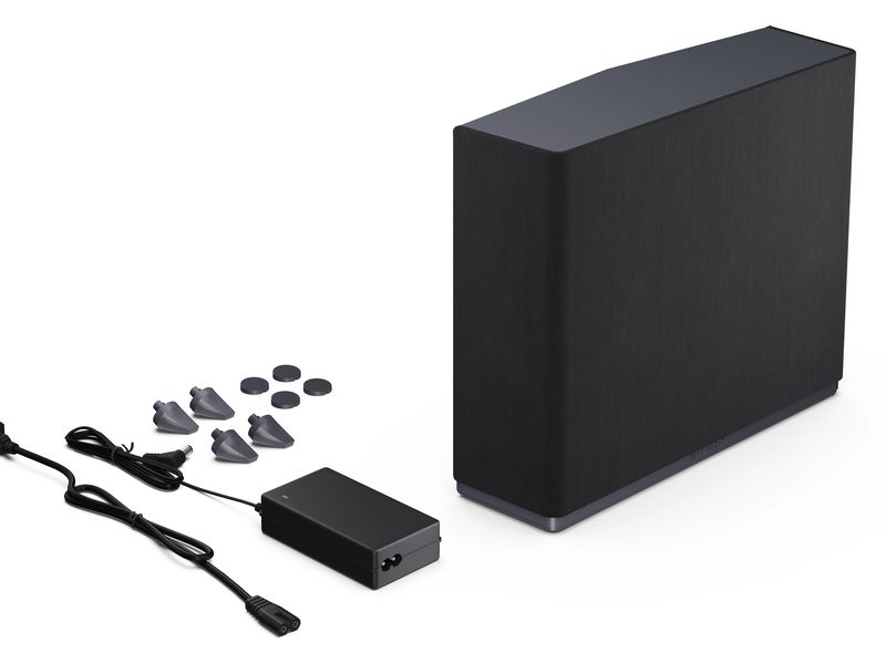 Sharp Subwoofer CPAWS0101 Schwarz Kompakter kabelloser Subwoofer, der aufrecht oder flach aufgestellt werden kann