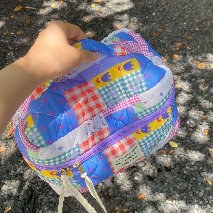 ZenlyHabit - Letterapplicatie Patchwork Stof Make-uptas / Clutch