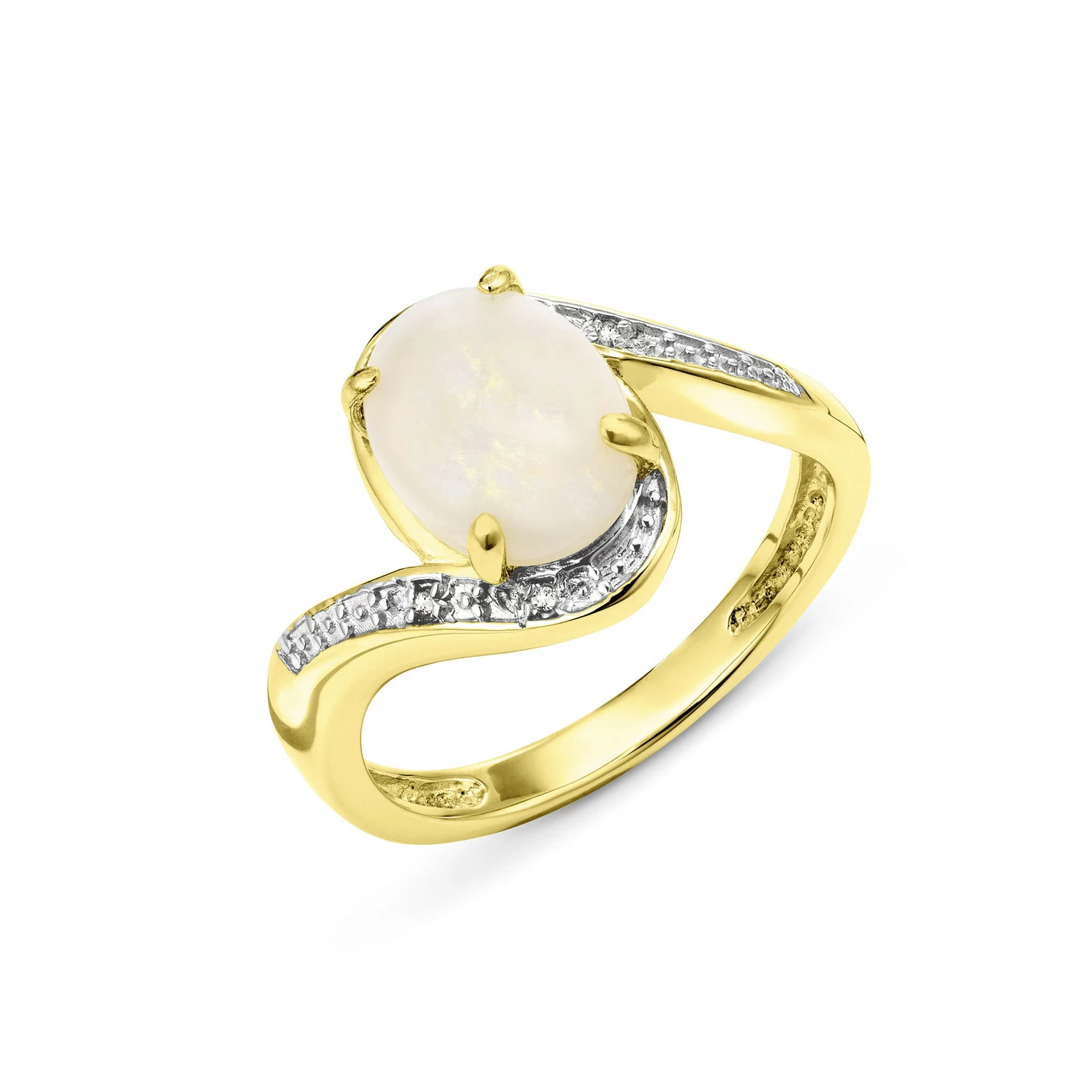 Damenring mit Diamanten und echt Opal
