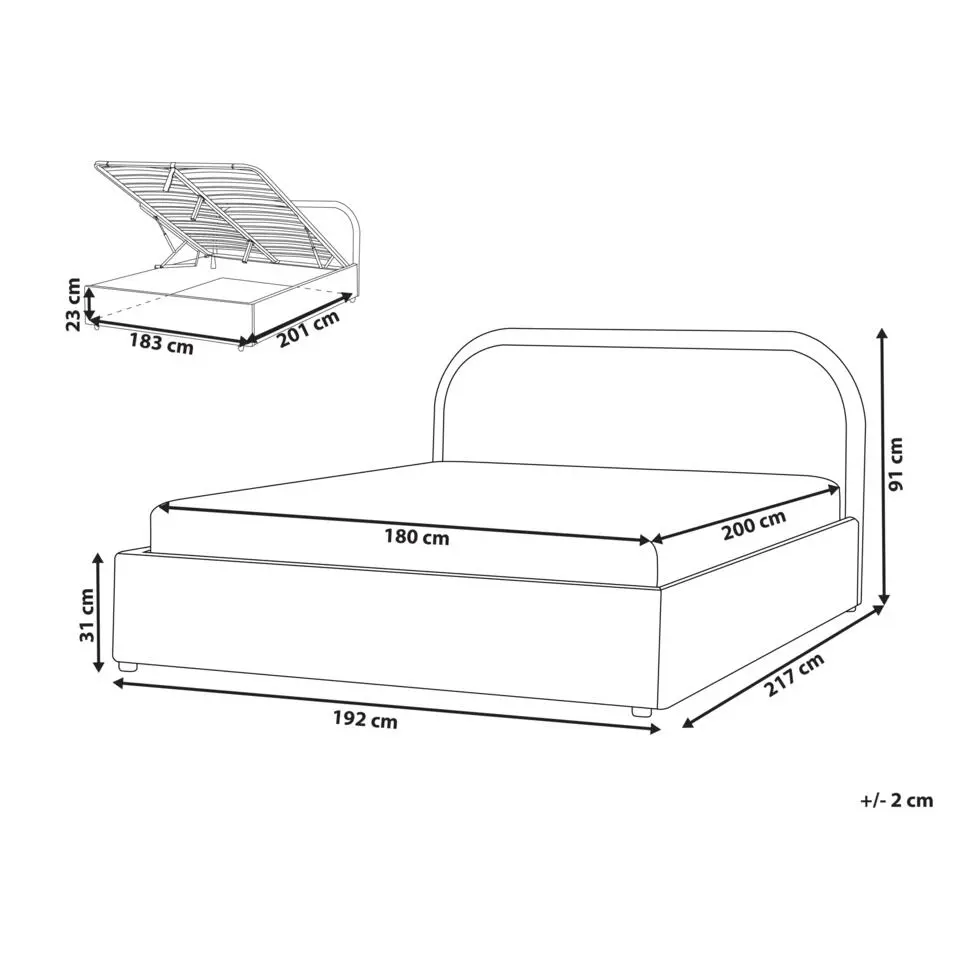 QUILLIEN - Bed met opbergruimte - Beige - 180 x 200 cm - Polyester