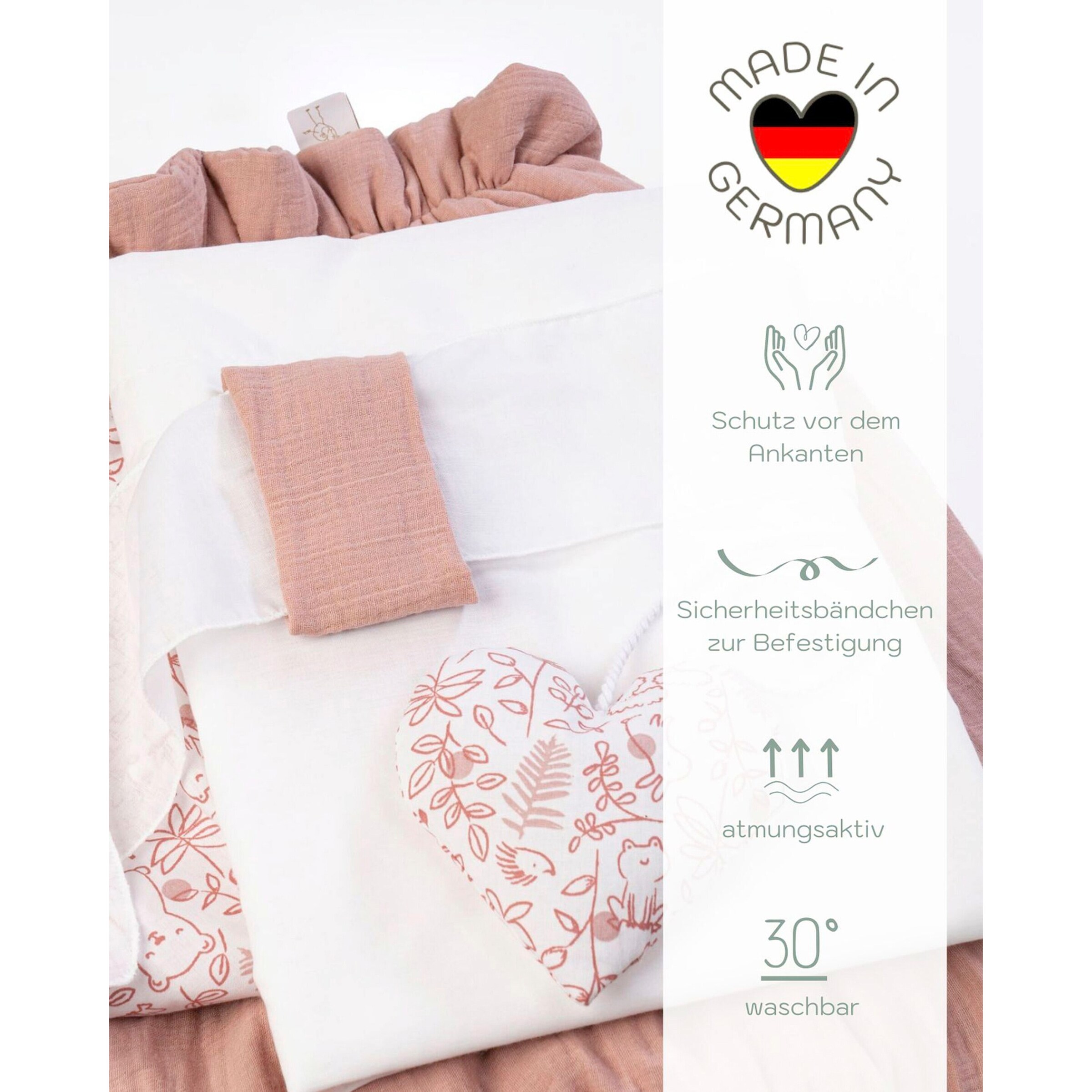 Mionido Textiles Set für Stubenwagen rosa