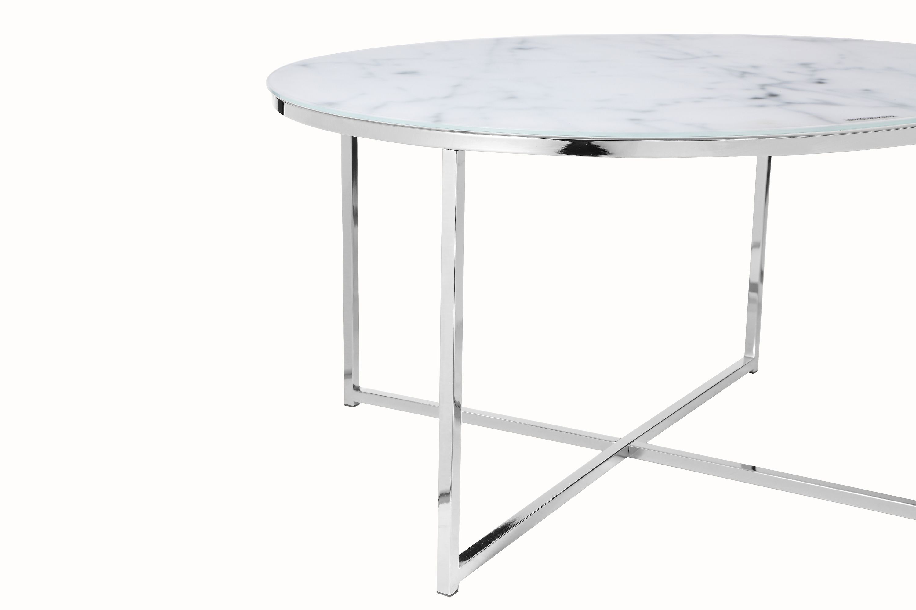 Couchtisch Ø80cm Marmor Optik Glastisch Sofatisch Beistelltisch Wohnzimmer Tisch