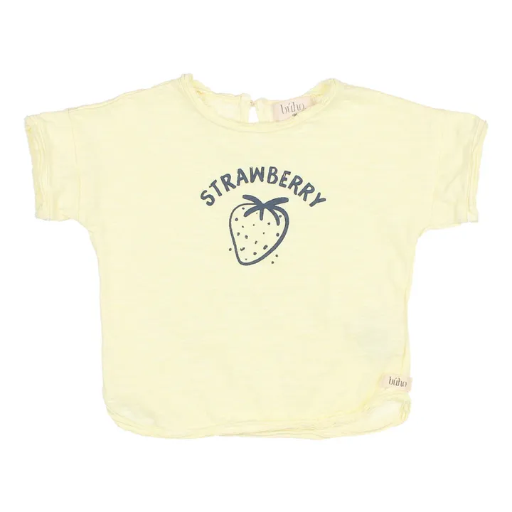 Búho T-Shirt Coton Bio Flamé Fraise Bébé | Jaune pâle