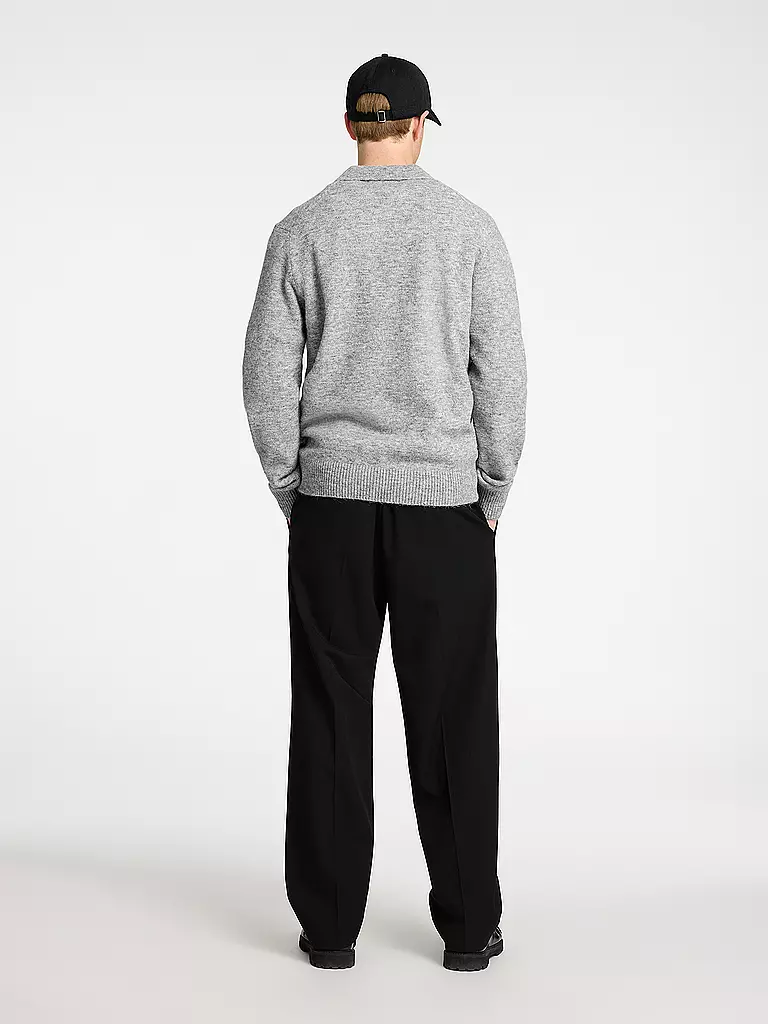 SELECTED Polo-Pullover SLHRAI hellgrau