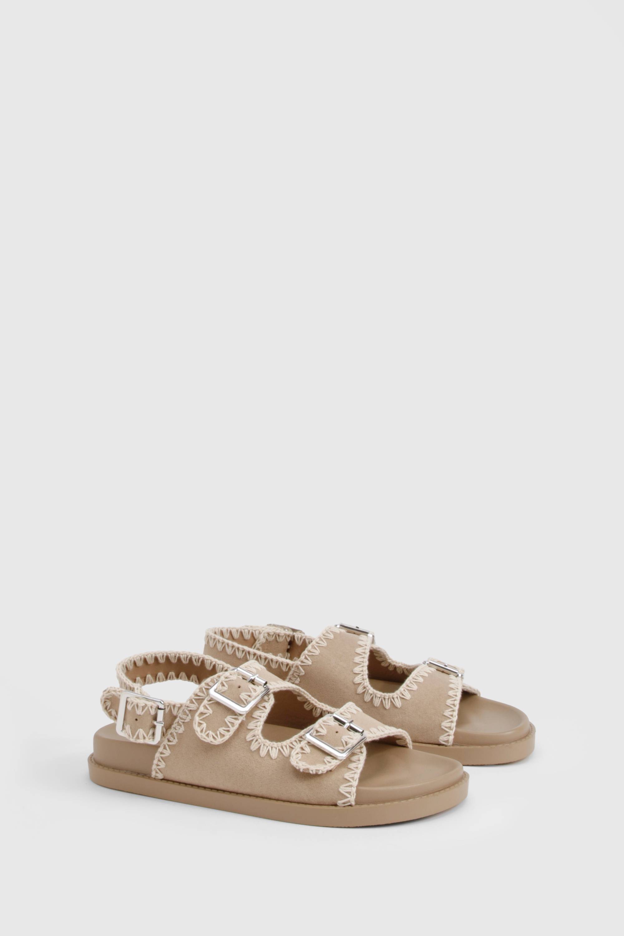 boohoo Contrast Stitch Woven Dad Sandals