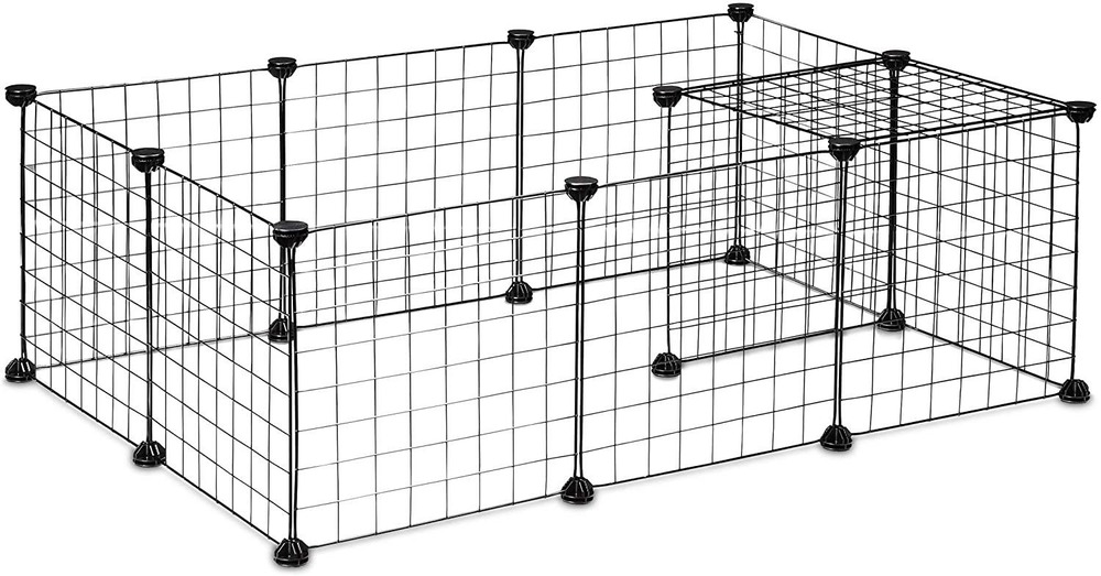 Enclos pour petits animaux domestiques parc extensible cage grille clapier grillage pack de 12 noir