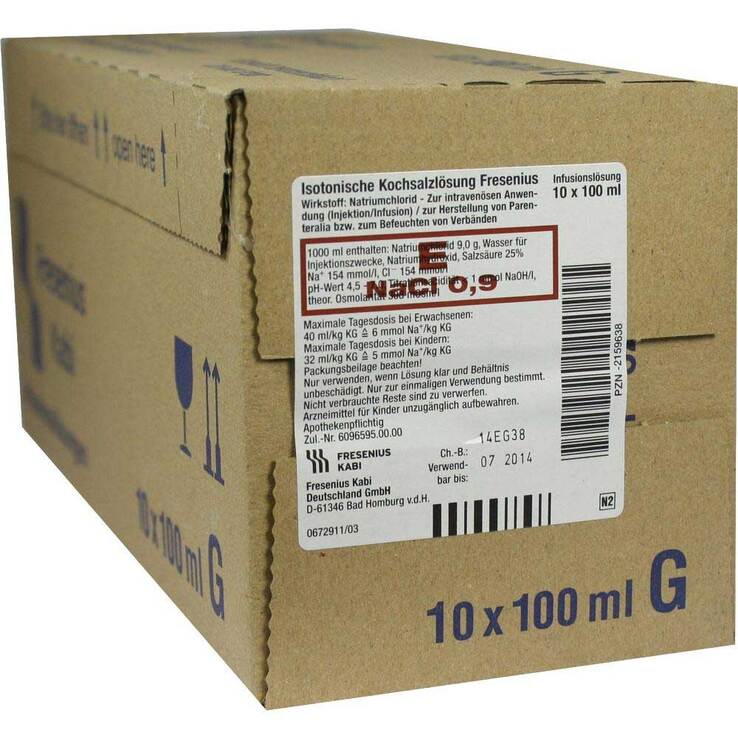 Kochsalzlösung 0,9% Glasflasche Fresenius, 10X100 ml
