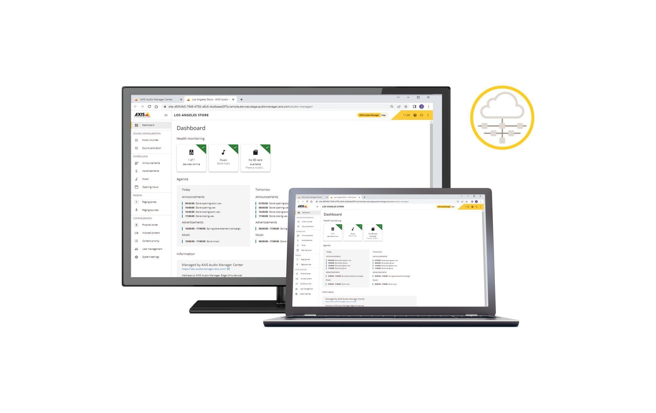 Lizenz Audio Manager CenterSoftware zur Audioverwaltung über mehrere Standorte hinweg