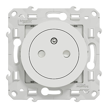Prise 2 pôles + terre affleurante connexion rapide Odace Schneider Electric blanc