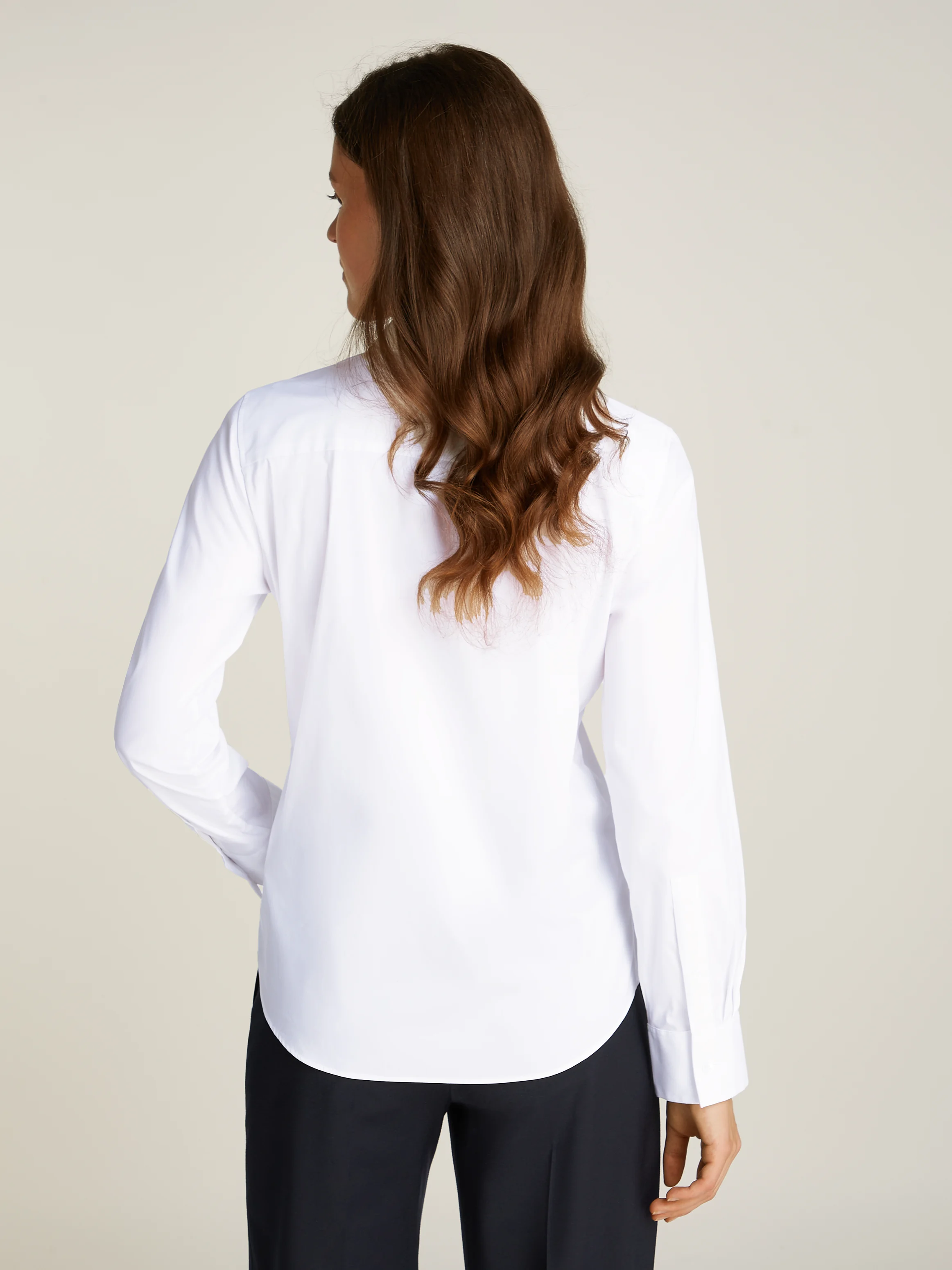 Chemise droite rayée en coton | Blanc