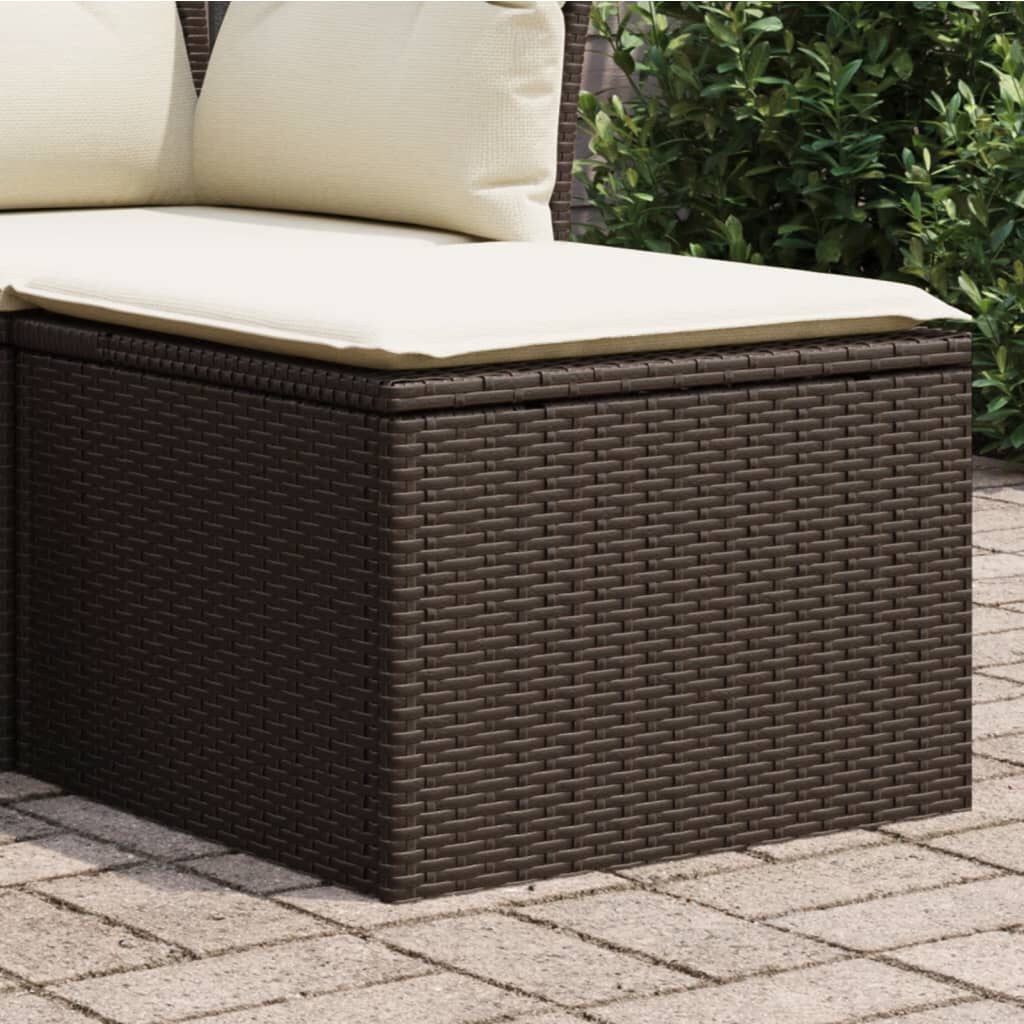 vidaXL Tuinkruk met kussen bruin 55x55x37 cm poly rattan